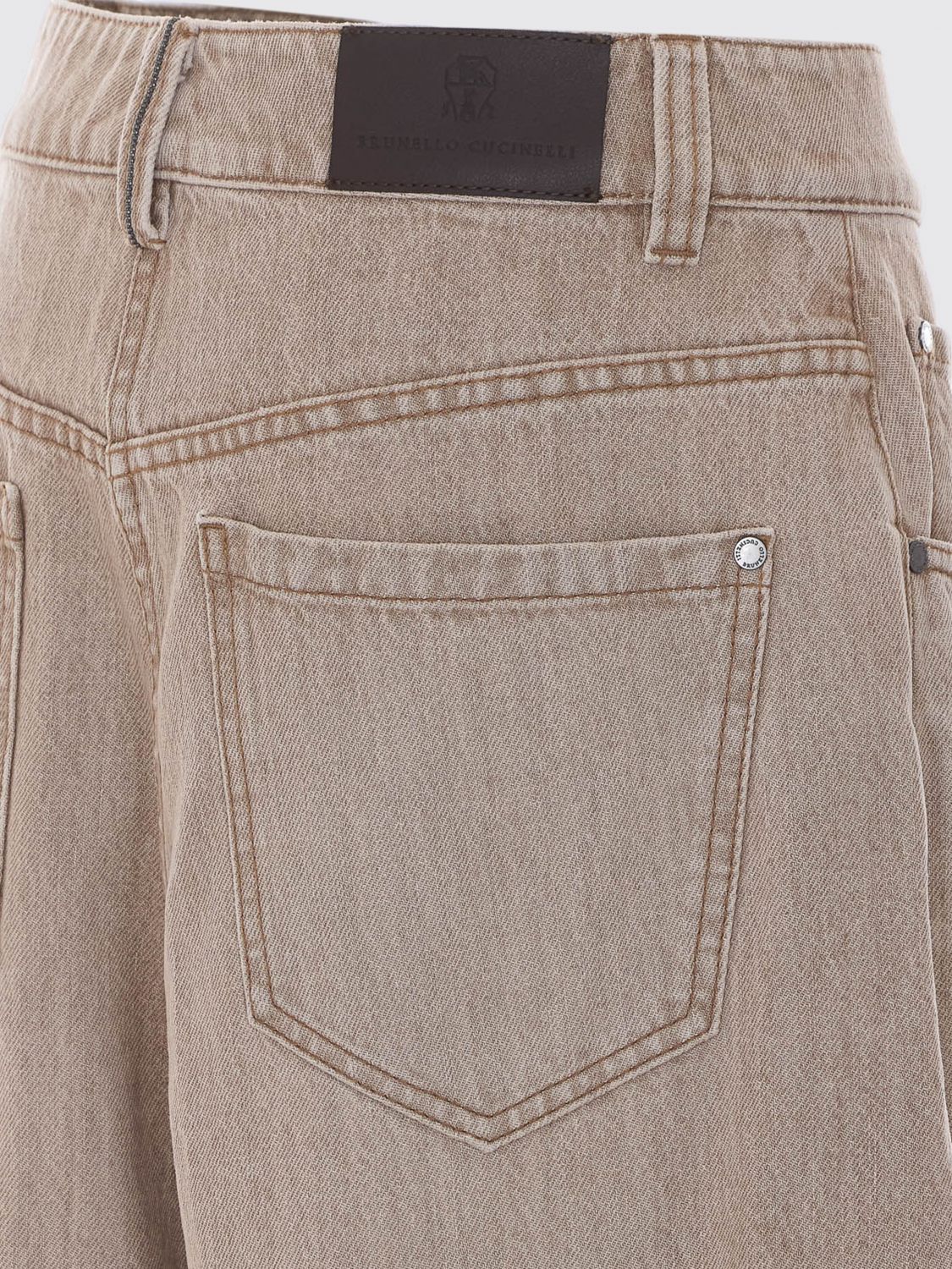 BRUNELLO CUCINELLI JEANS: High-Waisted Wide Leg Cotton Denim Jeans by Brunello Cucinelli, Navy - Img 4