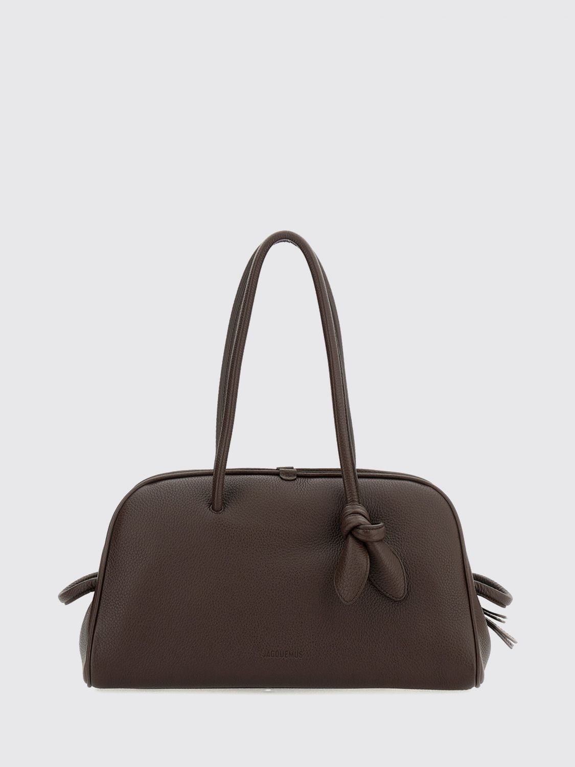 JACQUEMUS BORSA A TRACOLLA: Borsa a spalla Le Turismo Jacquemus in pelle a grana con logo impresso, Marrone - Img 1