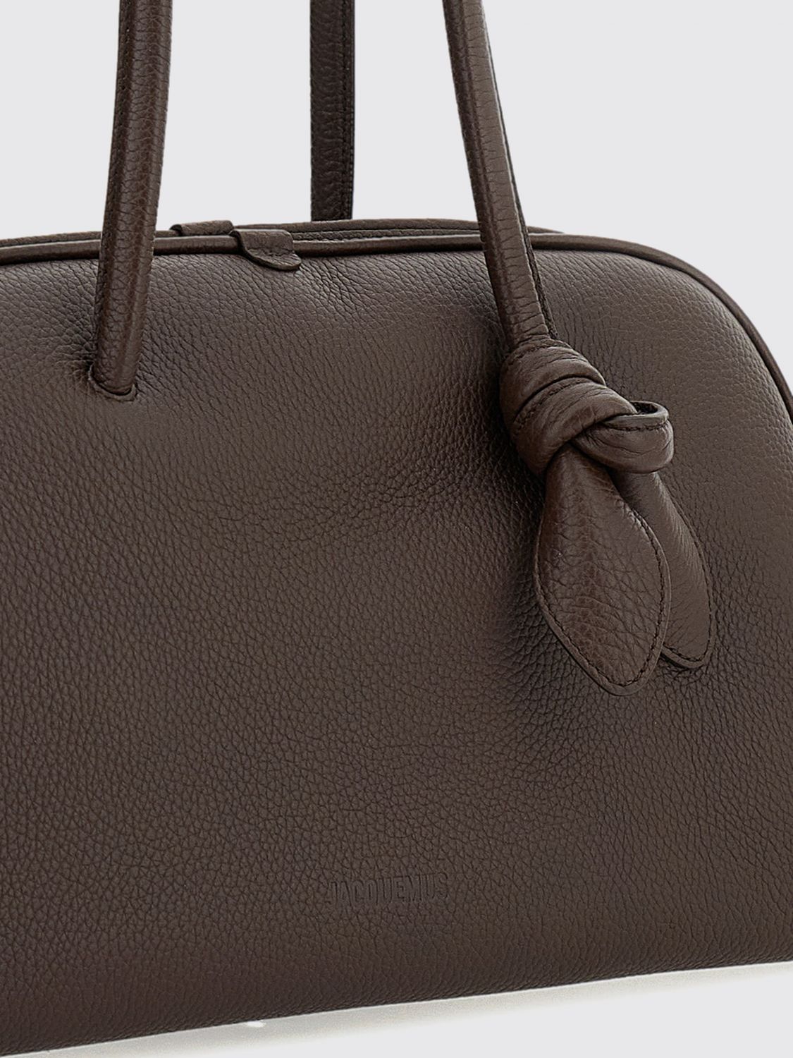 JACQUEMUS BORSA A TRACOLLA: Borsa a spalla Le Turismo Jacquemus in pelle a grana con logo impresso, Marrone - Img 4