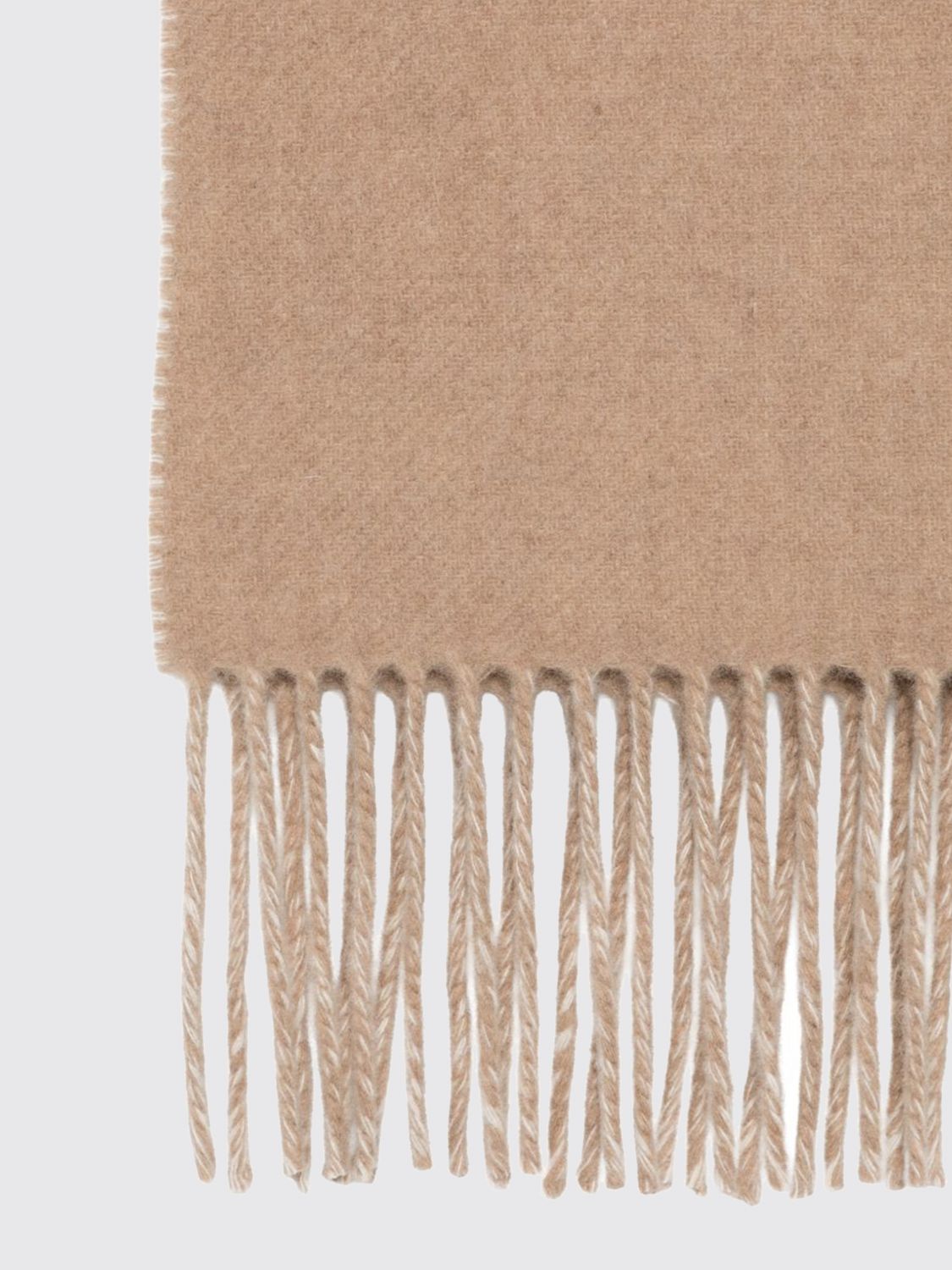 JACQUEMUS SCARF: Jacquemus Cotton Scarf with Contrasting Jacquard Logo and Fringed Edges, Grey 1 - Img 2