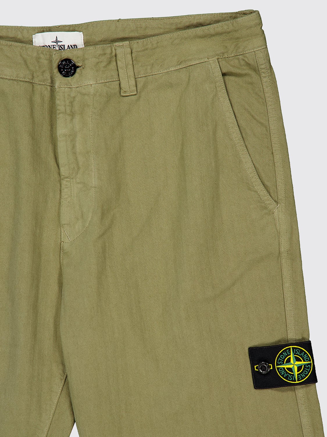 STONE ISLAND 팬츠: STONE ISLAND 컴파스 로고 가먼트 다잉 코튼 치노 팬츠, 그린 - Img 4
