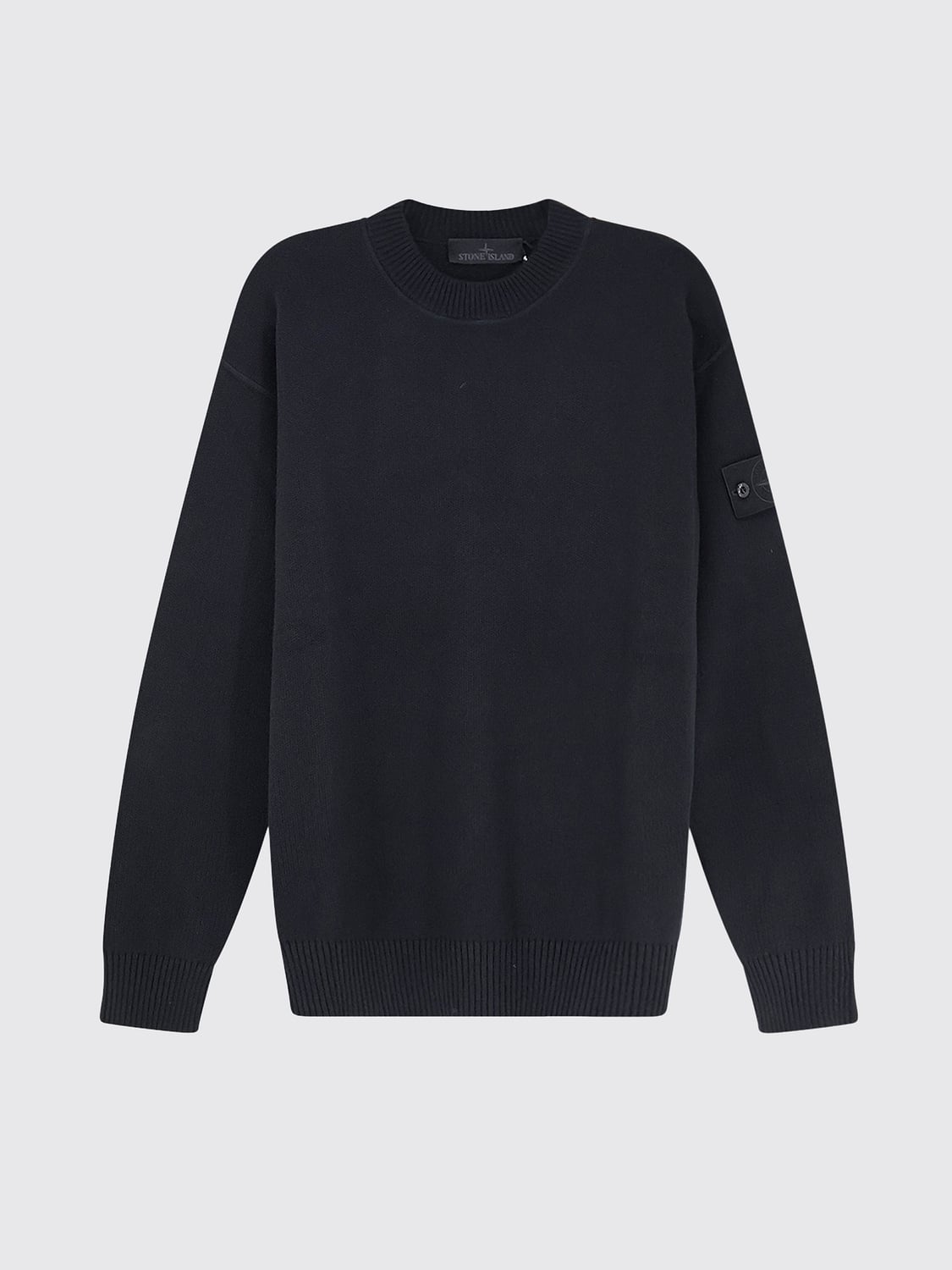 STONE ISLAND SWEATER: Stone Island Ghost Capsule Cotton and Cashmere Crewneck Jumper, Black - Img 2