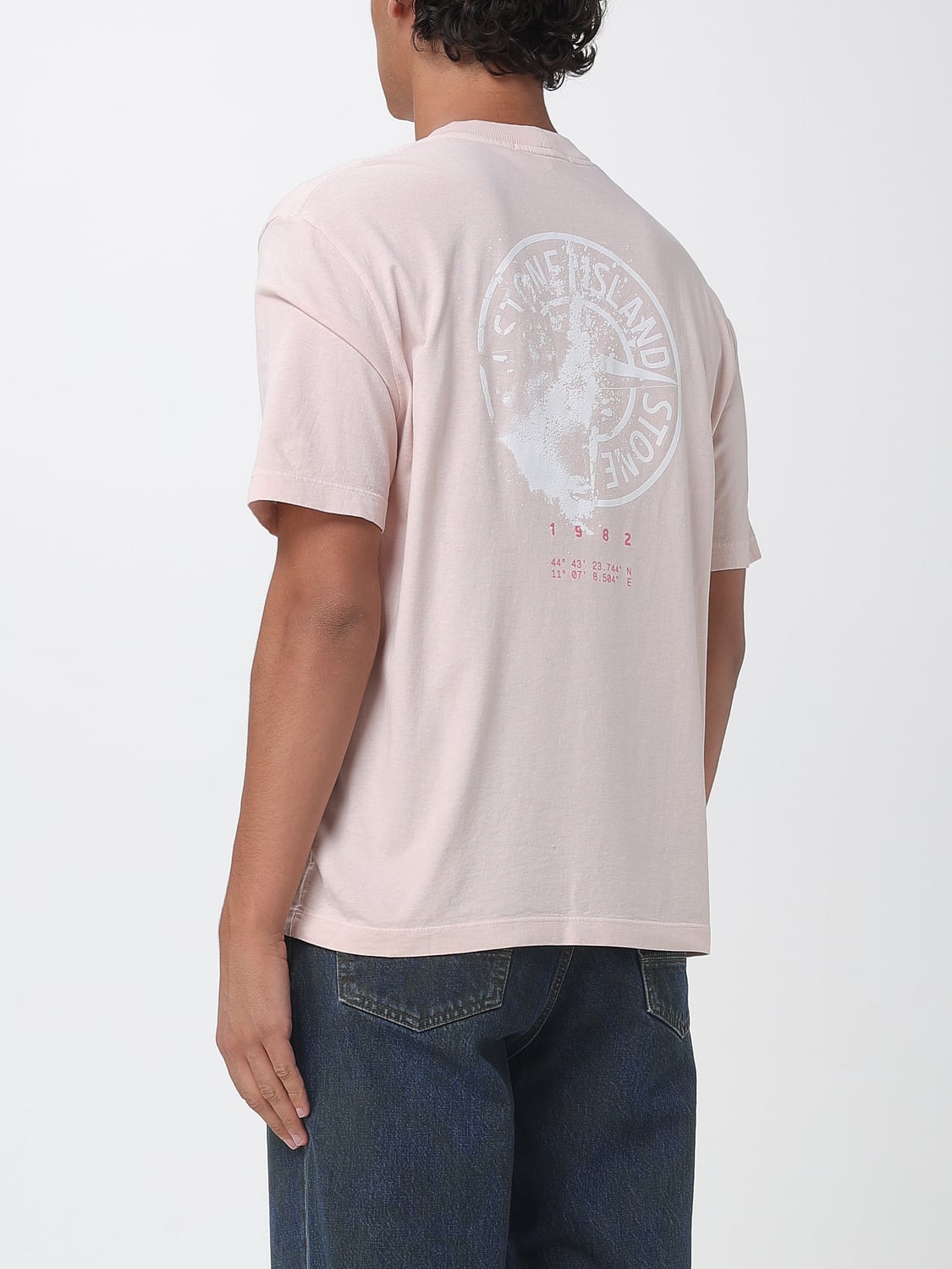 STONE ISLAND T-SHIRT: T-shirt girocollo Stone Island in cotone organico con stampa 'Desert', Rosa - Img 3