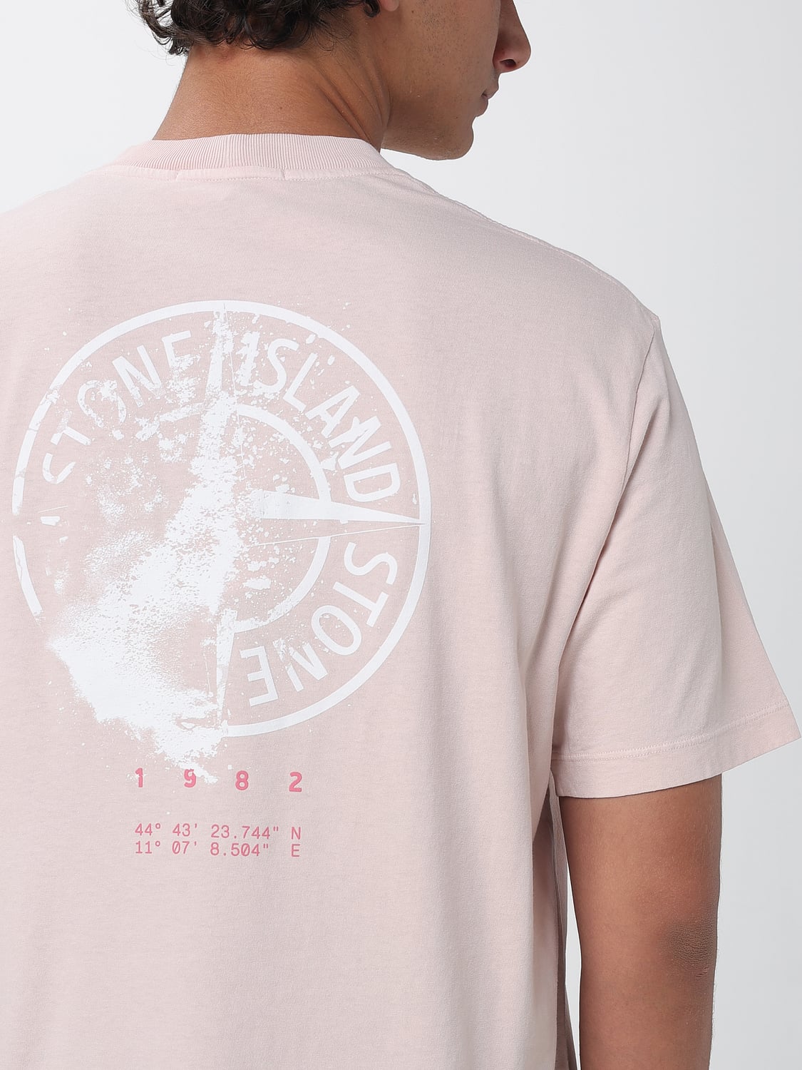 STONE ISLAND T-SHIRT: T-shirt girocollo Stone Island in cotone organico con stampa 'Desert', Rosa - Img 4