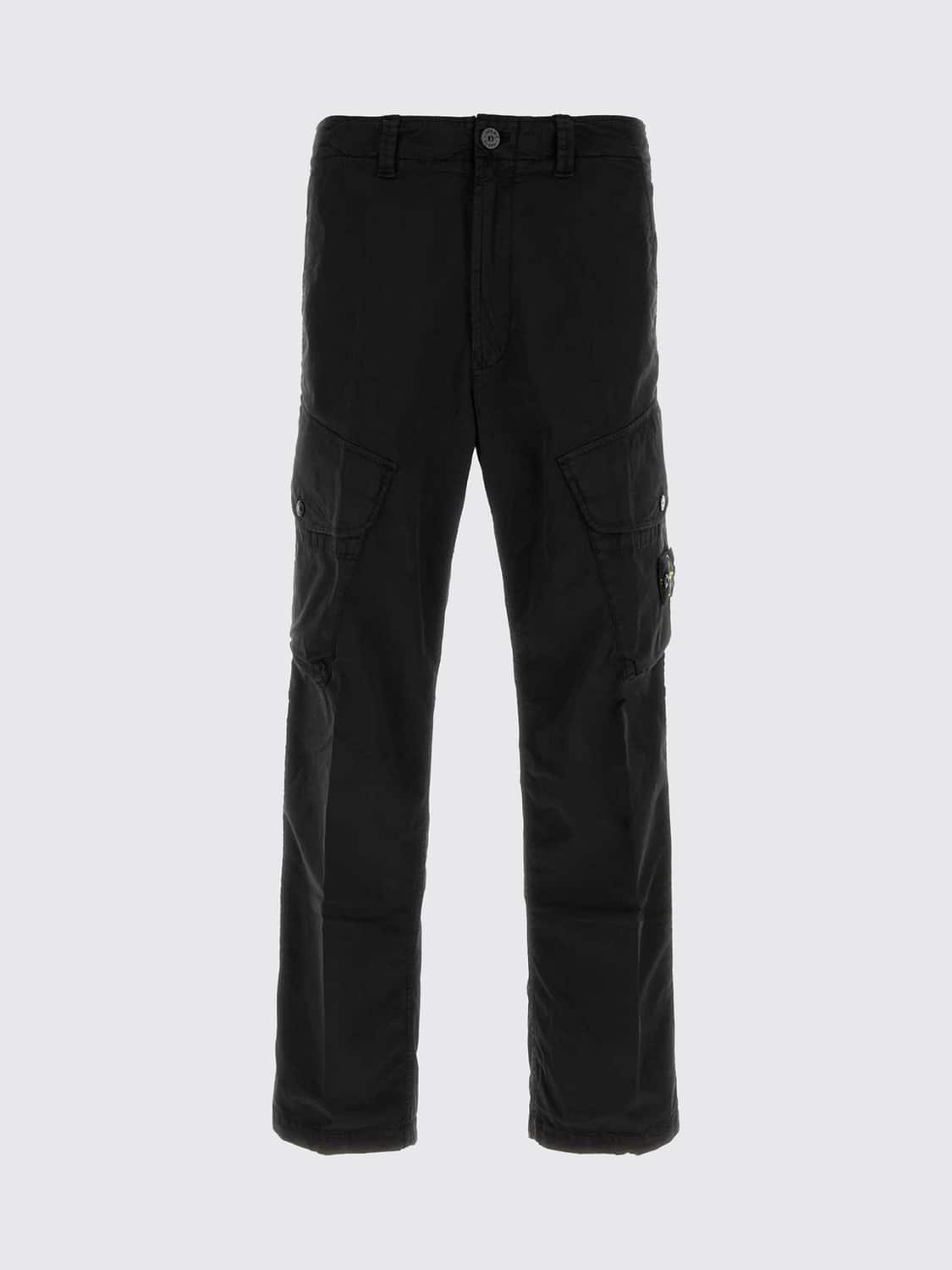 STONE ISLAND PANTS: Stone Island Stretch Cotton Twill Cargo Trousers with Logo Badge, Black - Img 2