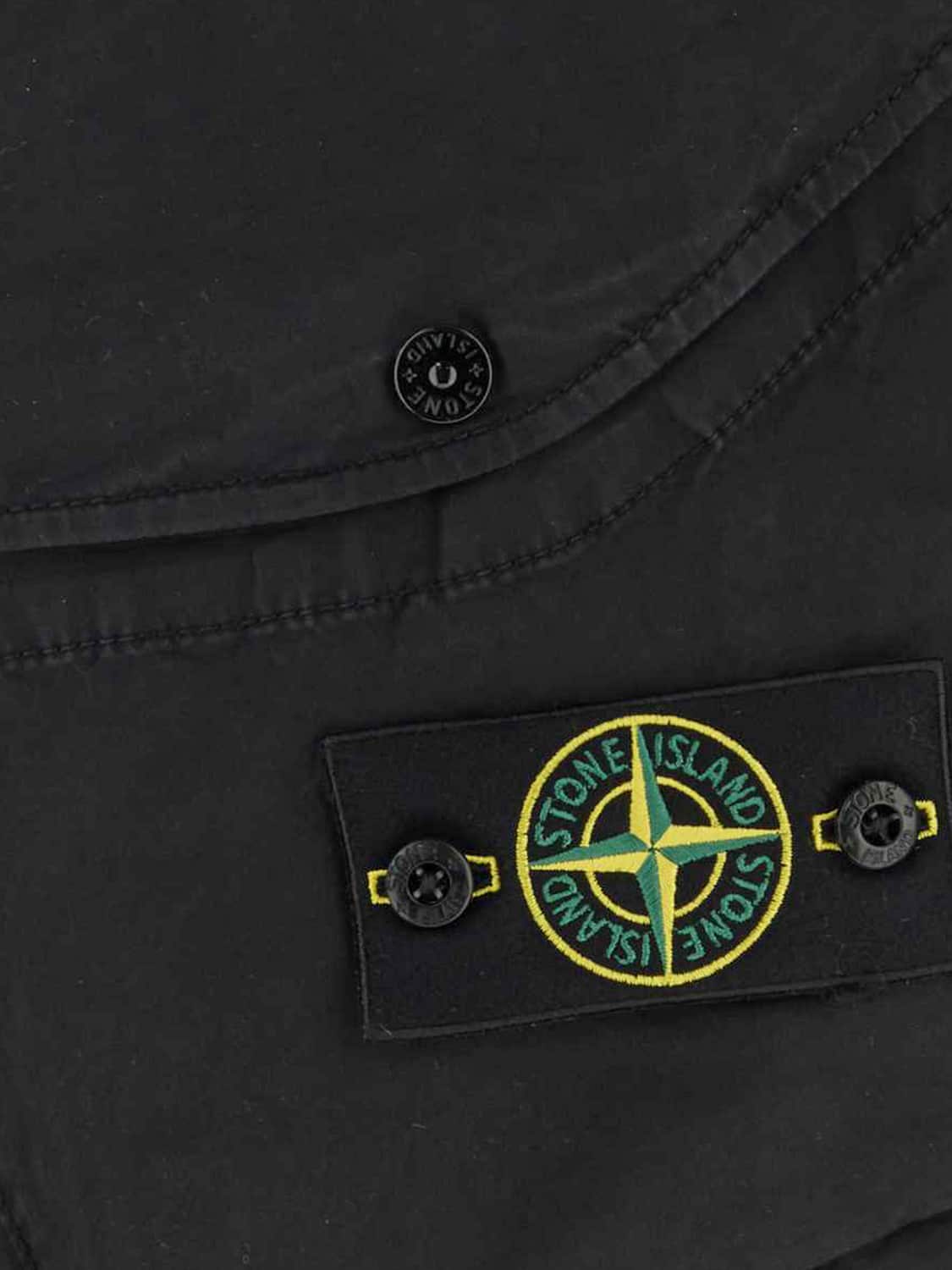 STONE ISLAND PANTS: Stone Island Stretch Cotton Twill Cargo Trousers with Logo Badge, Black - Img 4