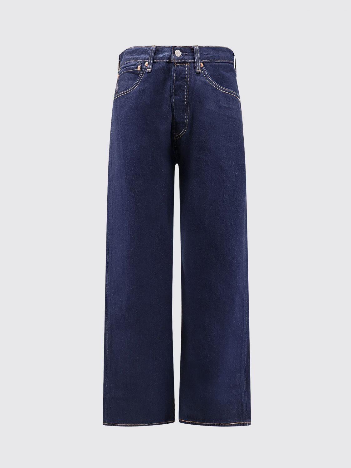 LEVI'S JEANS: Levi's Straight Fit Cotton Denim Jeans with Worn Effect, Navy - Img 2