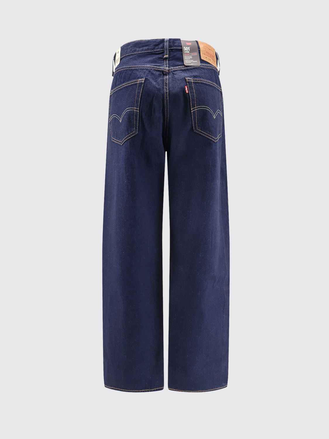 LEVI'S JEANS: Levi's Straight Fit Cotton Denim Jeans with Worn Effect, Navy - Img 3