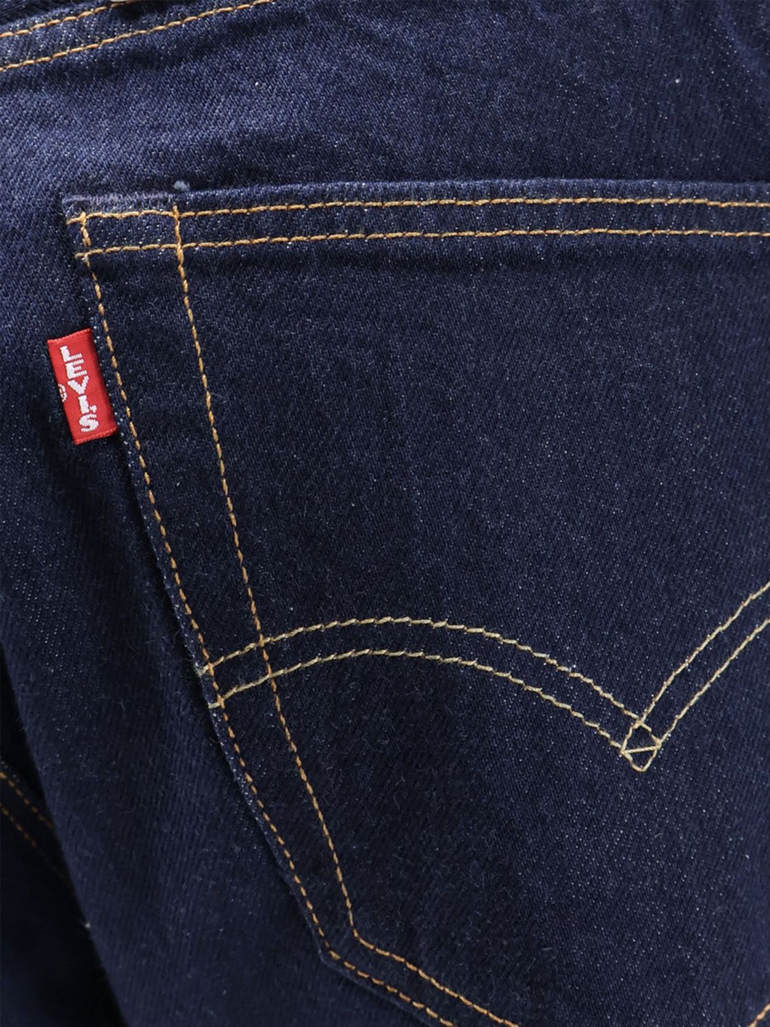 LEVI'S JEANS: Levi's Straight Fit Cotton Denim Jeans with Worn Effect, Navy - Img 4