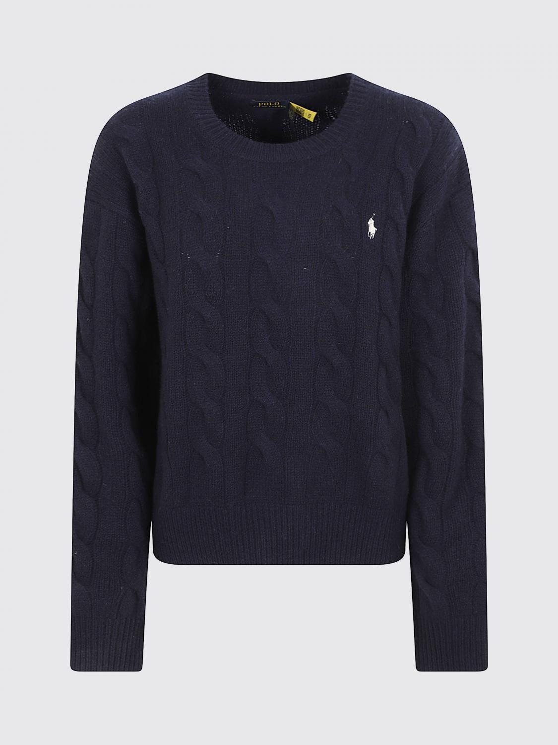 POLO RALPH LAUREN PULLOVER: Kurzärmeliger Zopfstrickpullover mit V-Ausschnitt von Polo Ralph Lauren aus Wolle und Kaschmir, Blau 1 - Img 2