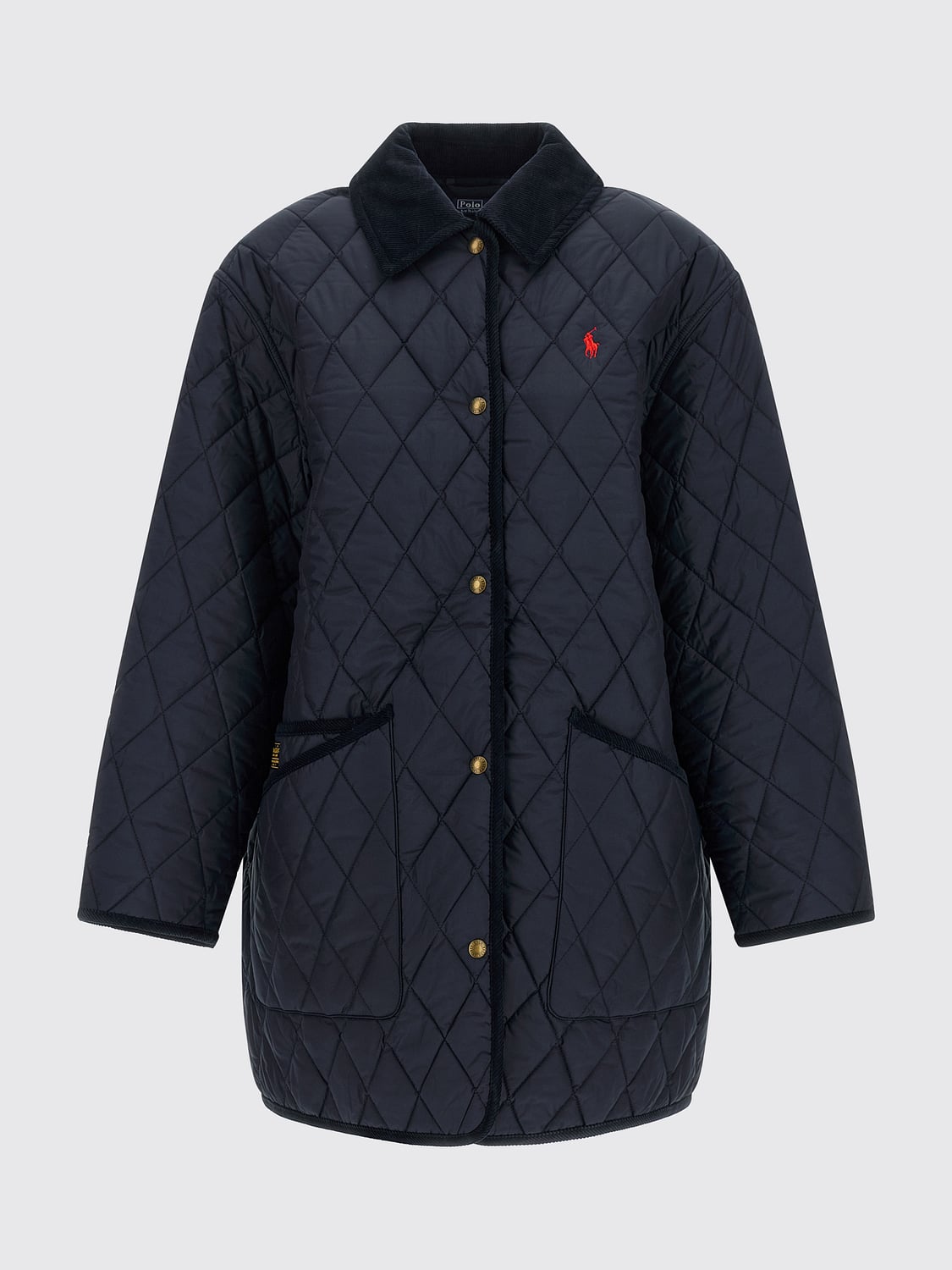 POLO RALPH LAUREN CHAQUETA: Chaqueta acolchada Polo Ralph Lauren hidrófuga con cuello de terciopelo, Azul Oscuro - Img 2