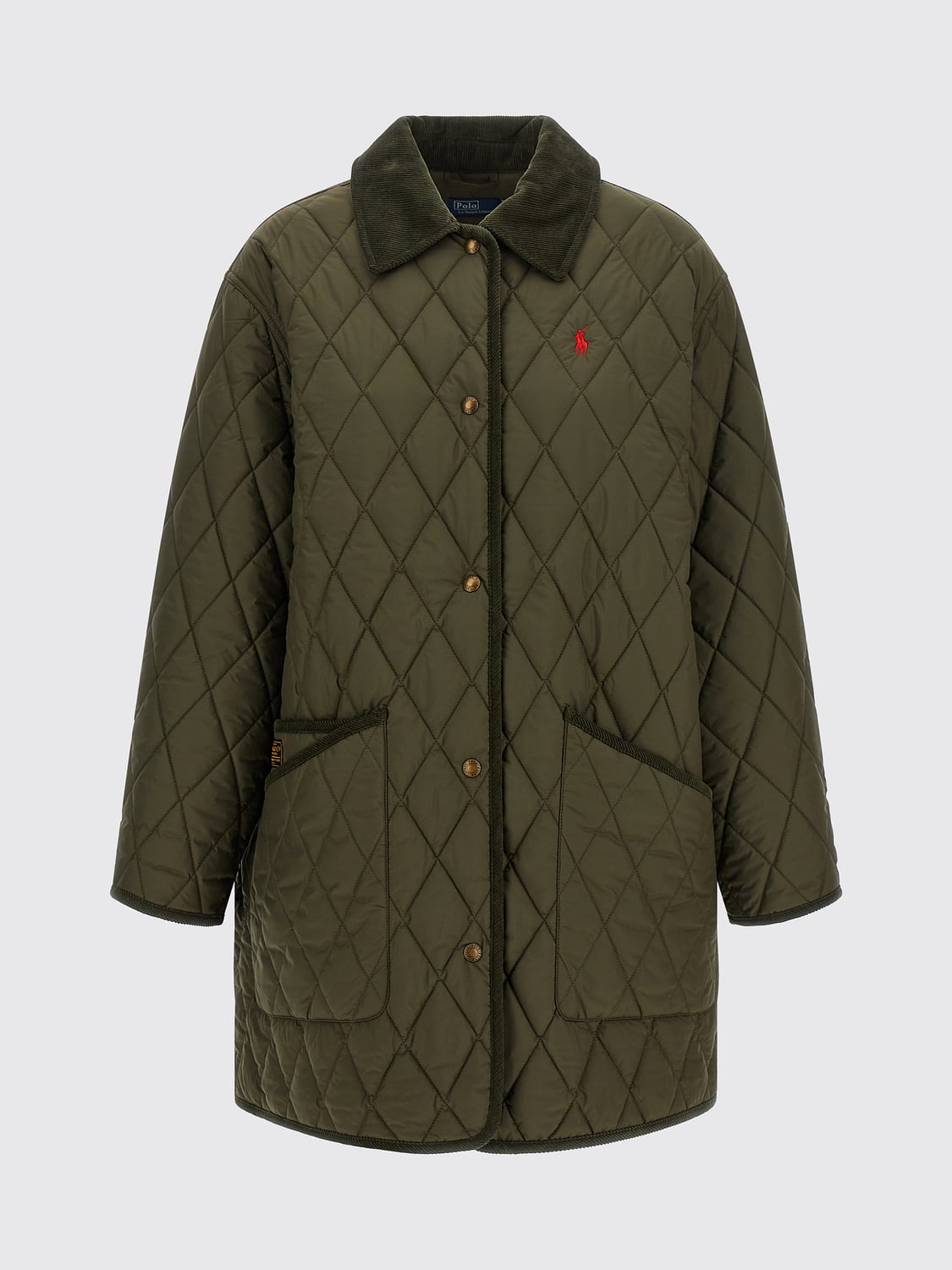 POLO RALPH LAUREN CHAQUETA: Chaqueta acolchada Polo Ralph Lauren hidrófuga con cuello de terciopelo, Verde - Img 2