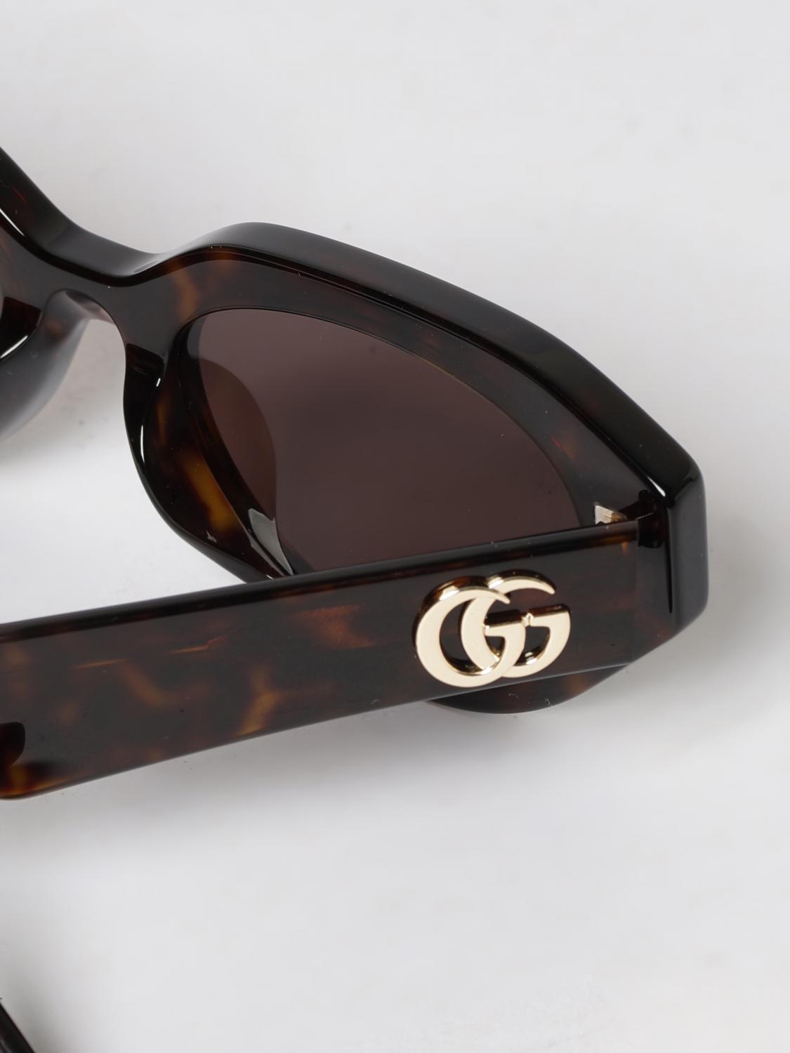 GUCCI OCCHIALI DA SOLE: Occhiali da sole cat-eye Gucci in acetato con monogramma GG, Marrone - Img 4