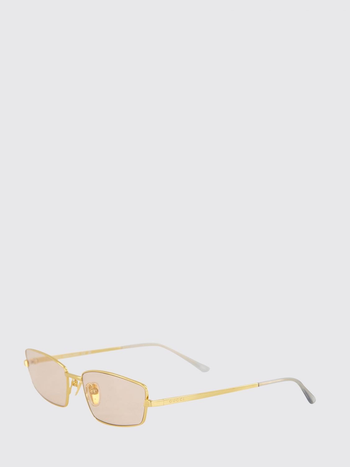 GUCCI OCCHIALI DA SOLE: Occhiali da sole rettangolari Gucci in metallo con logo inciso, Oro - Img 1