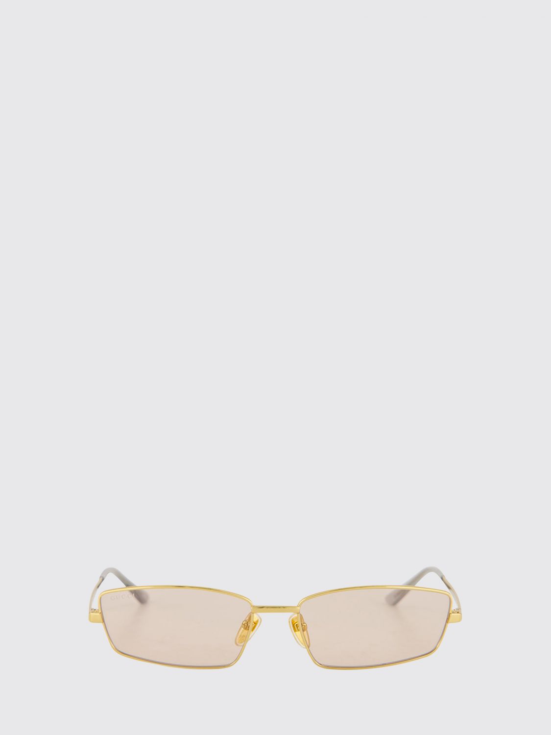 GUCCI OCCHIALI DA SOLE: Occhiali da sole rettangolari Gucci in metallo con logo inciso, Oro - Img 2