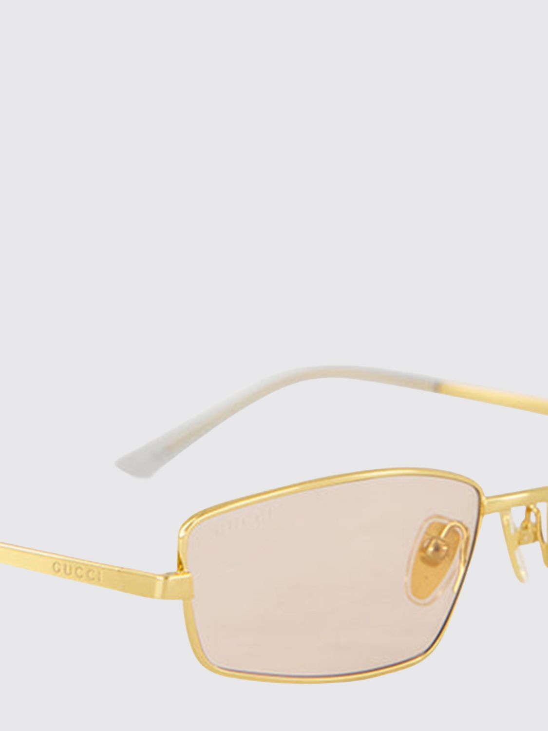 GUCCI OCCHIALI DA SOLE: Occhiali da sole rettangolari Gucci in metallo con logo inciso, Oro - Img 3