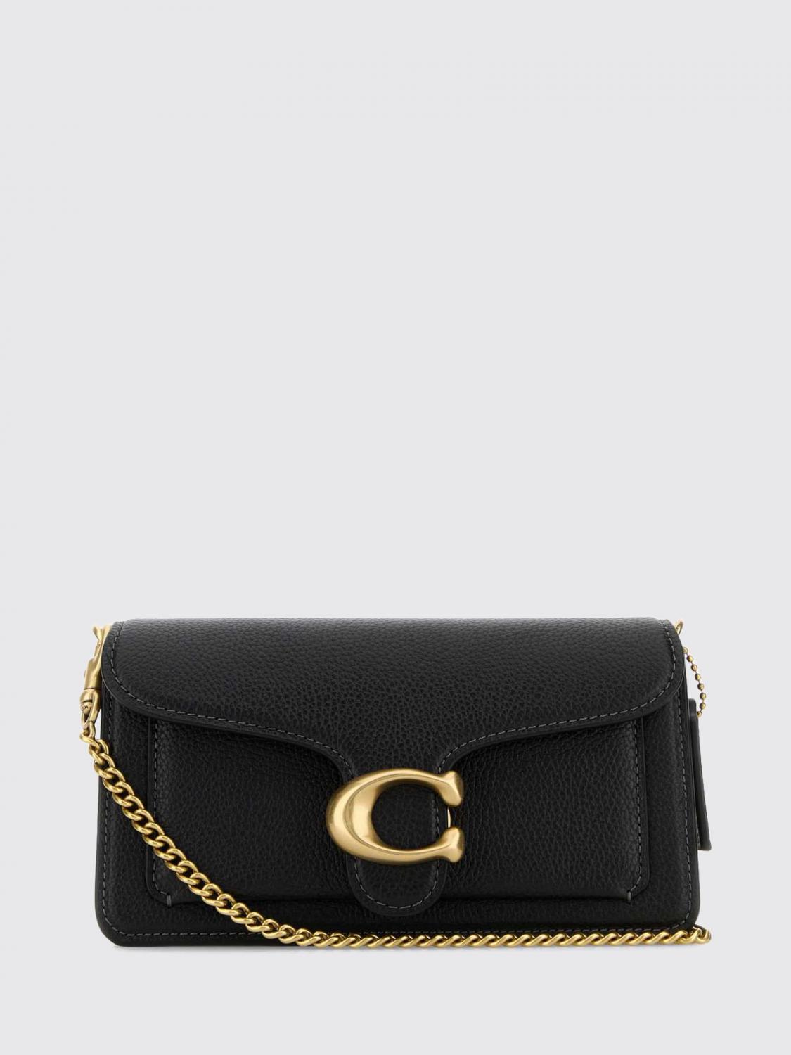 COACH BORSA MINI: Mini borsa a mano Tabby Coach in pelle martellata con monogram e logo, Nero 1 - Img 1