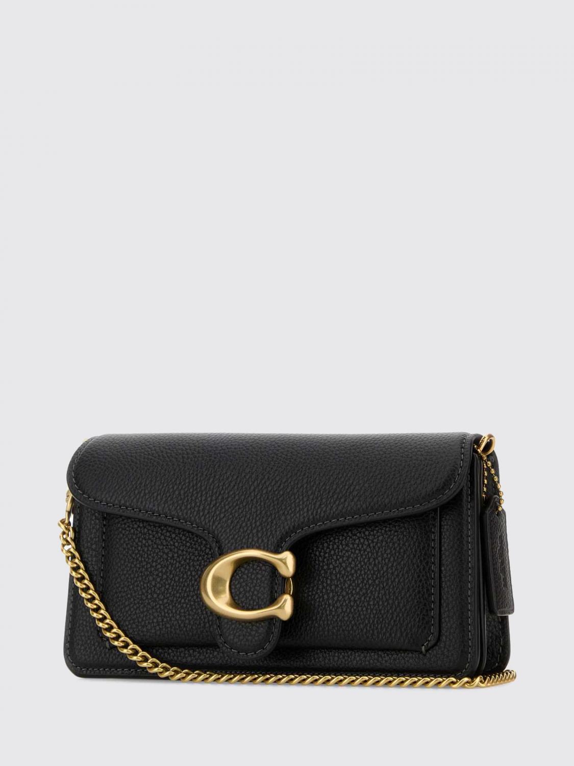COACH BORSA MINI: Mini borsa a mano Tabby Coach in pelle martellata con monogram e logo, Nero 1 - Img 3