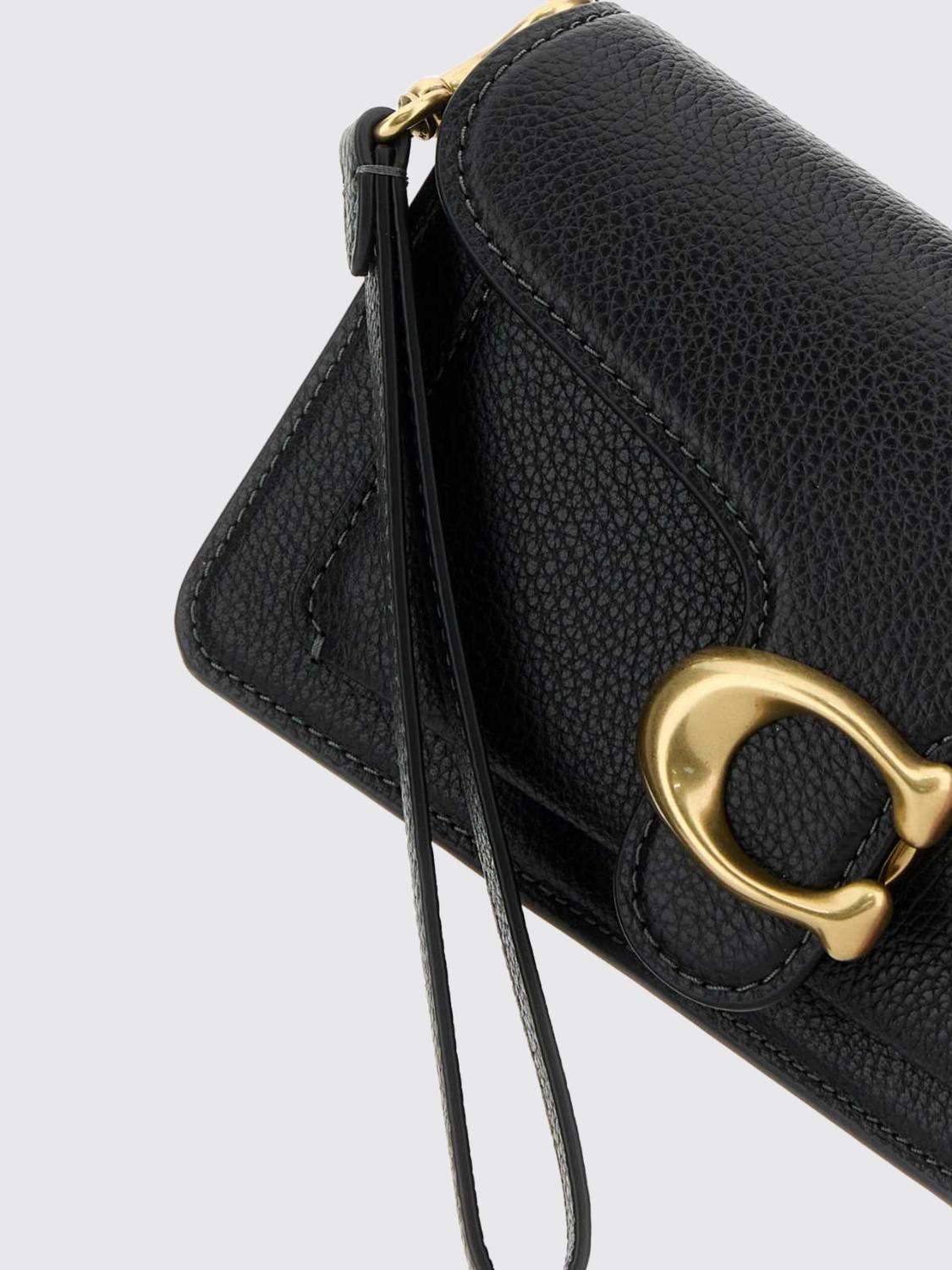 COACH BORSA MINI: Mini borsa a mano Tabby Coach in pelle martellata con monogram e logo, Nero 1 - Img 4