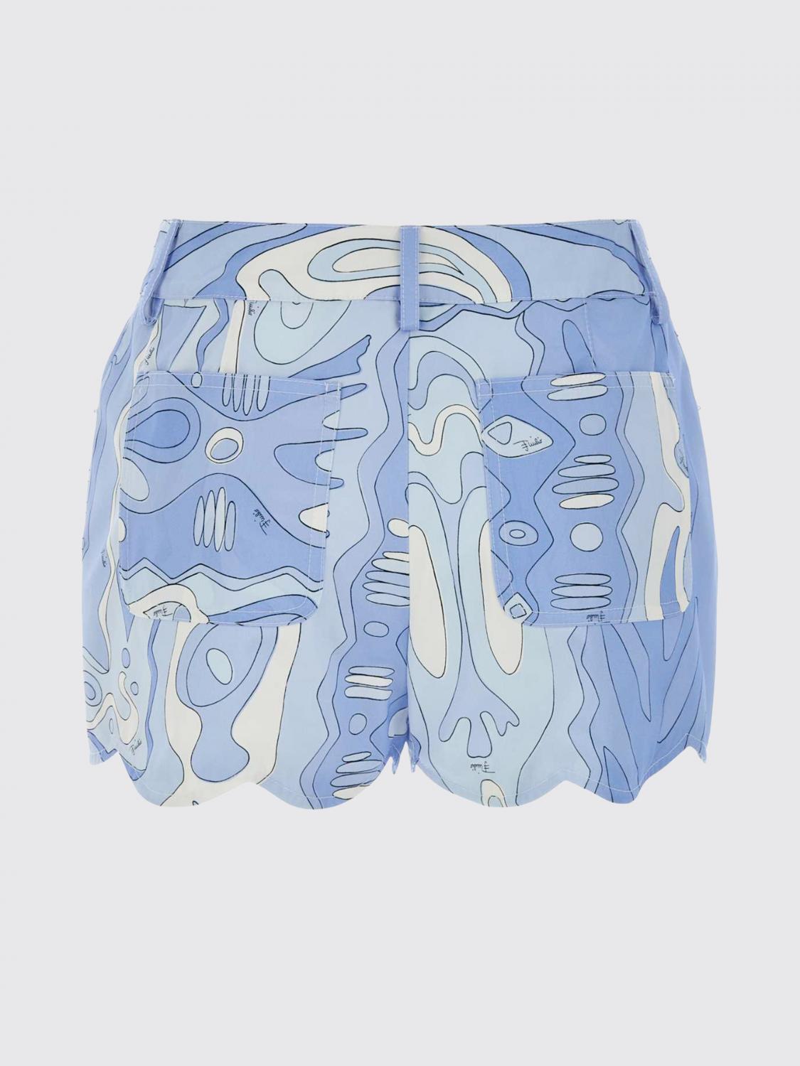 PUCCI PANTALONCINI: Pantaloncini Pucci in cotone con stampa grafica a vita media e tasche America, Blue - Img 3