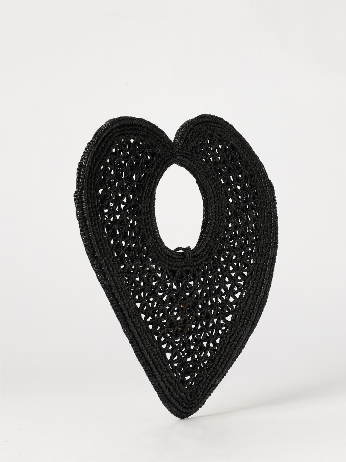 JACQUEMUS BORSA A MANO: Borsa a mano Le Spiaggia Coeur Jacquemus in rafia a forma di cuore, Nero - Img 2