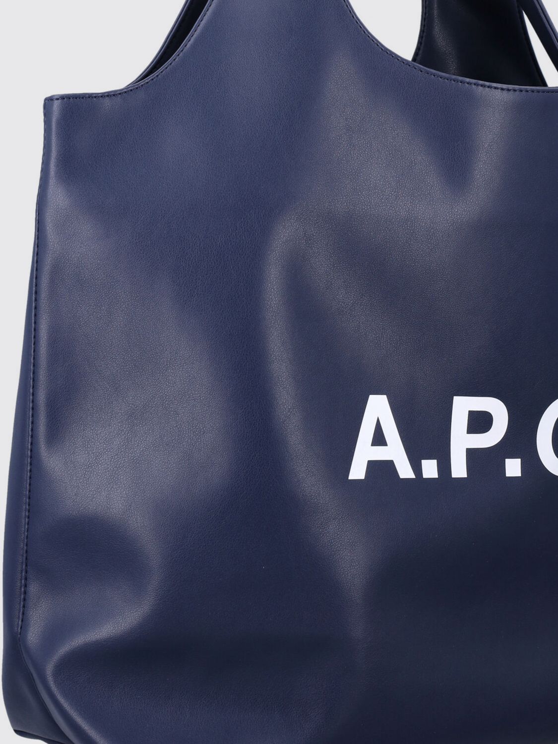 A.P.C. BORSA A TRACOLLA: Tote bag grande Ninon A.P.C. in materiali riciclati con logo stampato, Blue - Img 3
