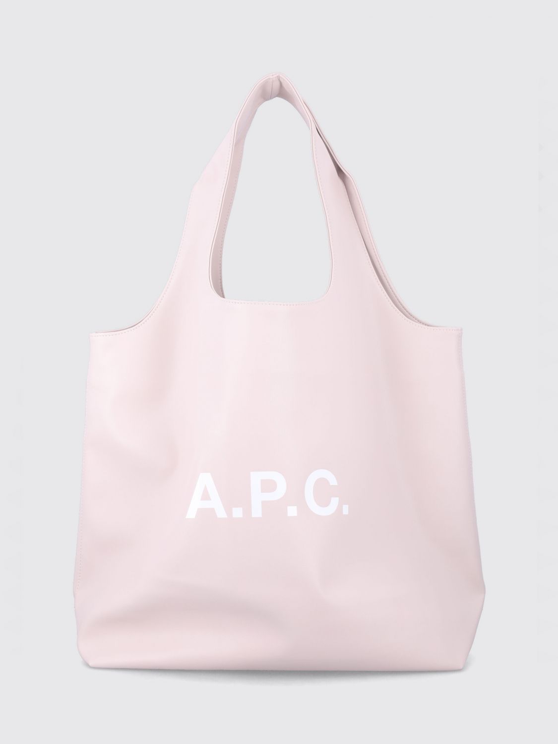 A.P.C. BORSA A TRACOLLA: Tote bag grande Ninon A.P.C. in materiali riciclati con logo stampato, Rosa - Img 1