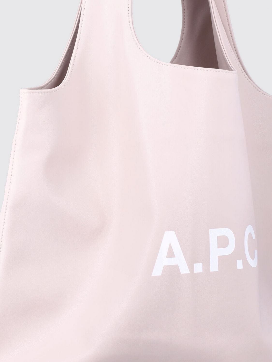 A.P.C. BORSA A TRACOLLA: Tote bag grande Ninon A.P.C. in materiali riciclati con logo stampato, Rosa - Img 3