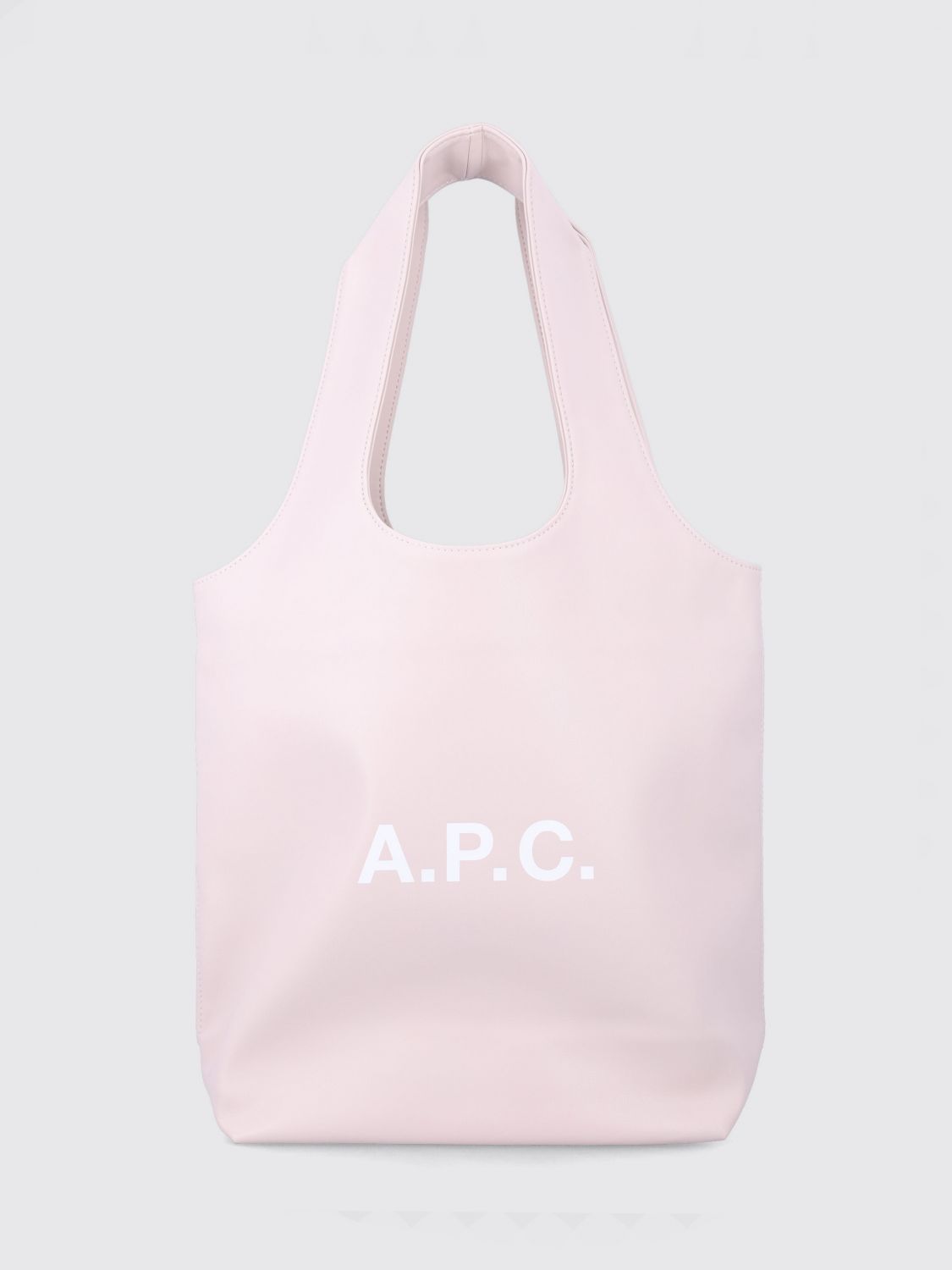 A.P.C. BORSA A TRACOLLA: Tote bag piccola Ninon A.P.C. in materiali riciclati con logo stampato, Rosa - Img 1