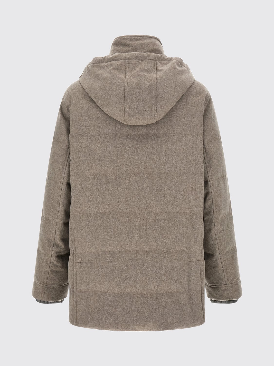 BRUNELLO CUCINELLI MANTEL: Gefütterter Brunello Cucinelli Wollparka mit abnehmbarer Kapuze, Beige - Img 3