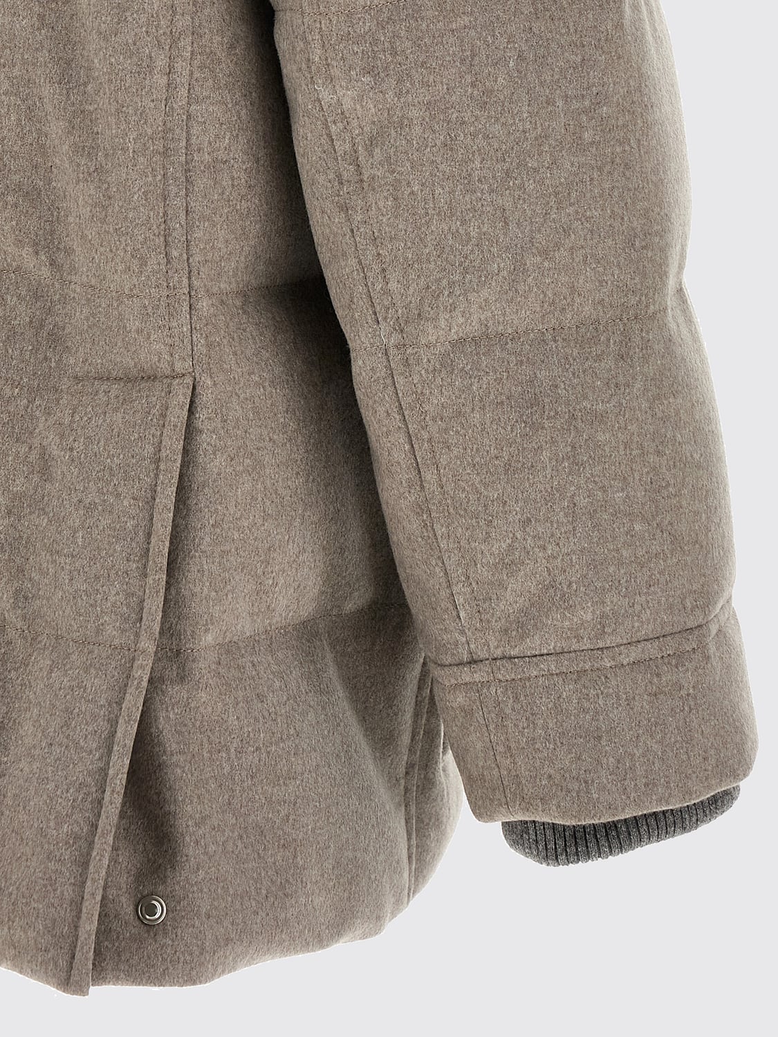 BRUNELLO CUCINELLI MANTEL: Gefütterter Brunello Cucinelli Wollparka mit abnehmbarer Kapuze, Beige - Img 4
