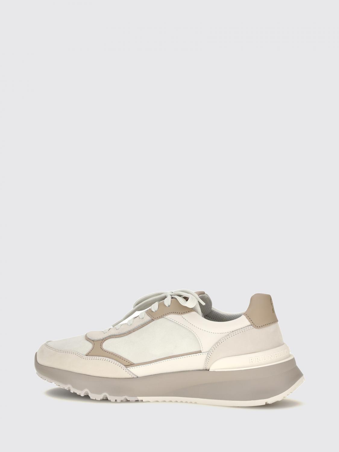 BRUNELLO CUCINELLI BASKETS: Baskets basses Brunello Cucinelli bicolores en cuir et daim avec semelle crantée, Blanc - Img 3