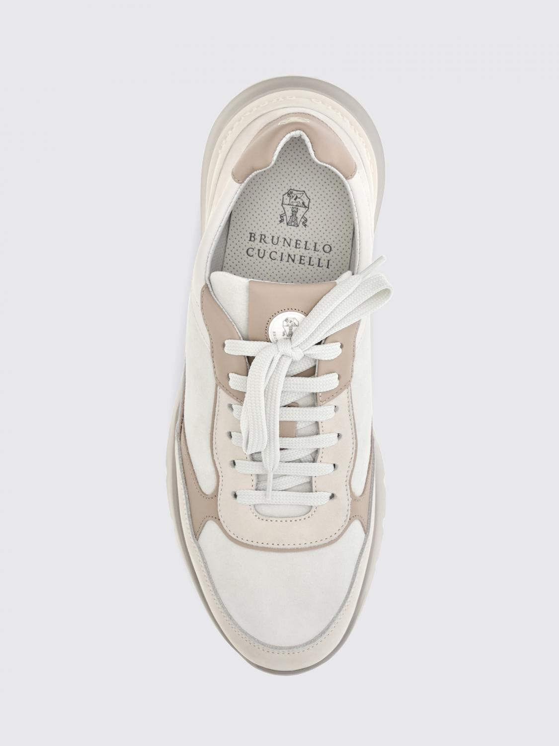 BRUNELLO CUCINELLI BASKETS: Baskets basses Brunello Cucinelli bicolores en cuir et daim avec semelle crantée, Blanc - Img 4
