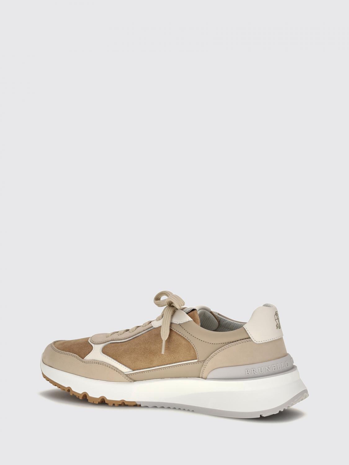 BRUNELLO CUCINELLI BASKETS: Baskets basses Brunello Cucinelli bicolores en cuir et daim avec semelle crantée, Beige - Img 3