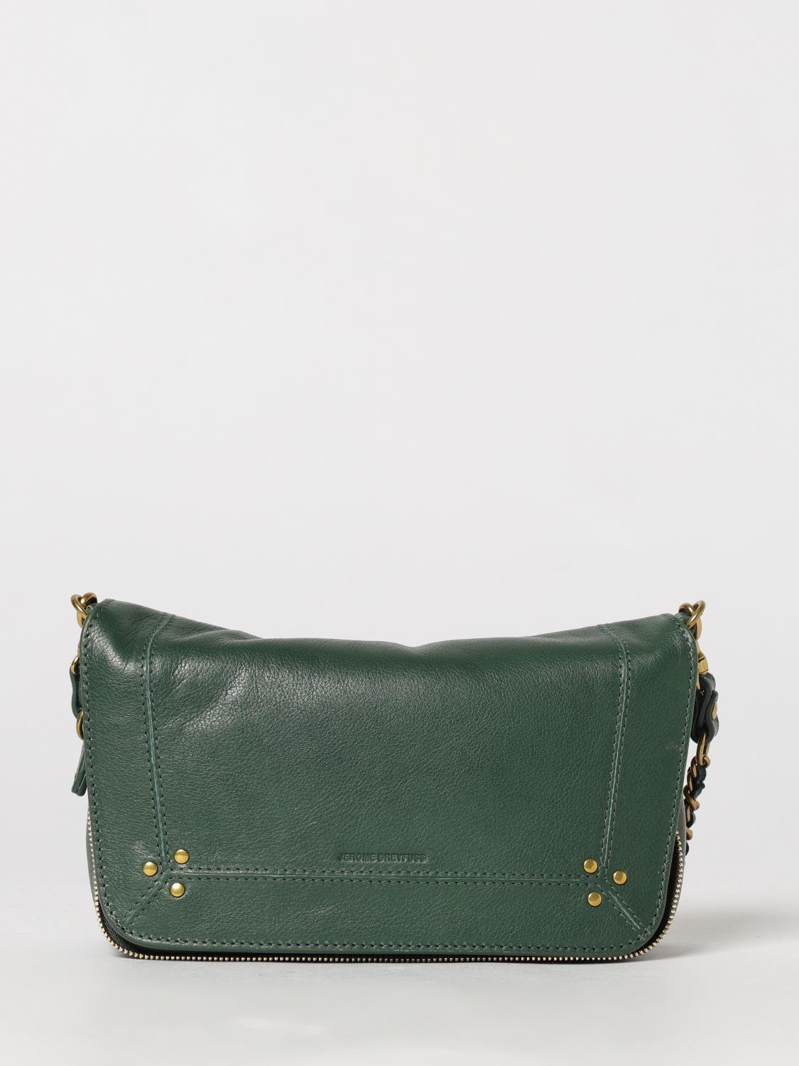 JEROME DREYFUSS BORSA A TRACOLLA: Borsa a tracolla Bobi Jerome Dreyfuss piccola in pelle di bufalo con catena, Verde - Img 1
