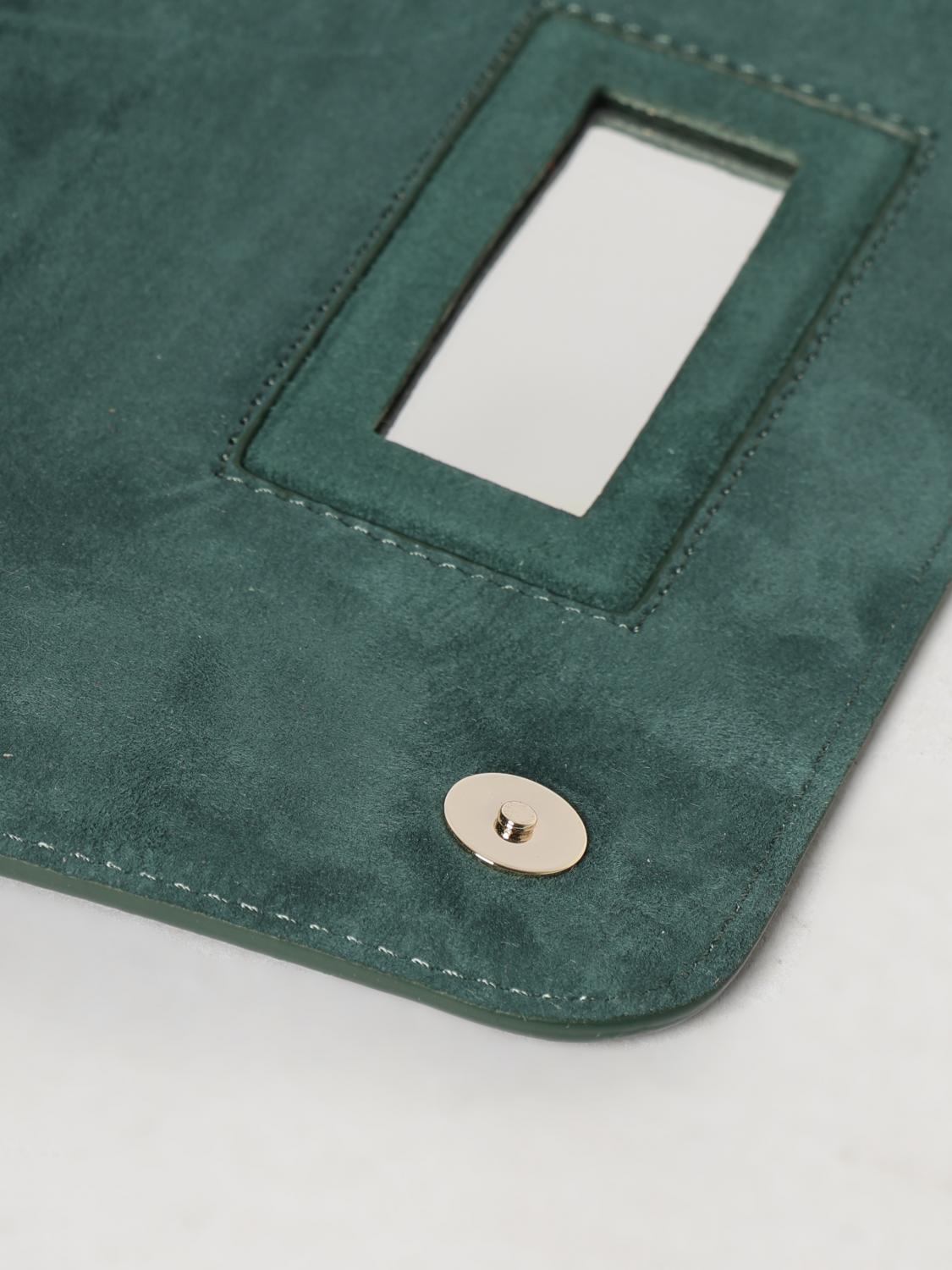 JEROME DREYFUSS BORSA A TRACOLLA: Borsa a tracolla Bobi Jerome Dreyfuss piccola in pelle di bufalo con catena, Verde - Img 3