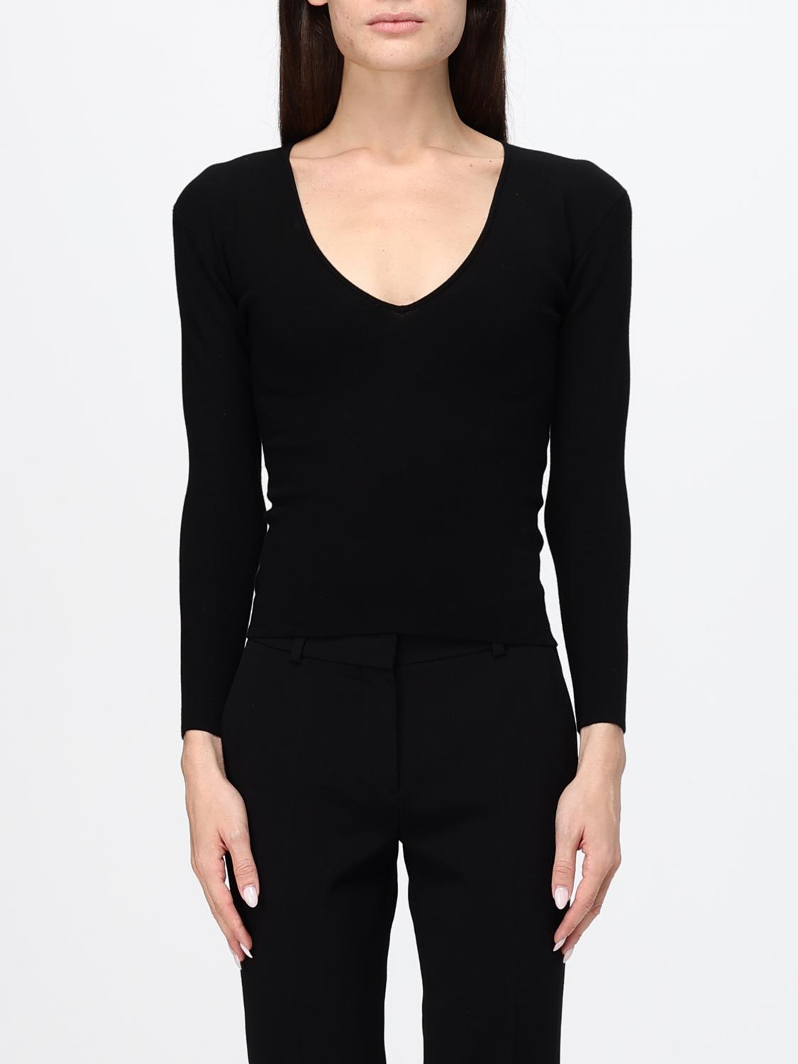 TOTEME MAGLIA: Maglia con scollo a V Toteme in misto viscosa a maniche lunghe, Nero - Img 1