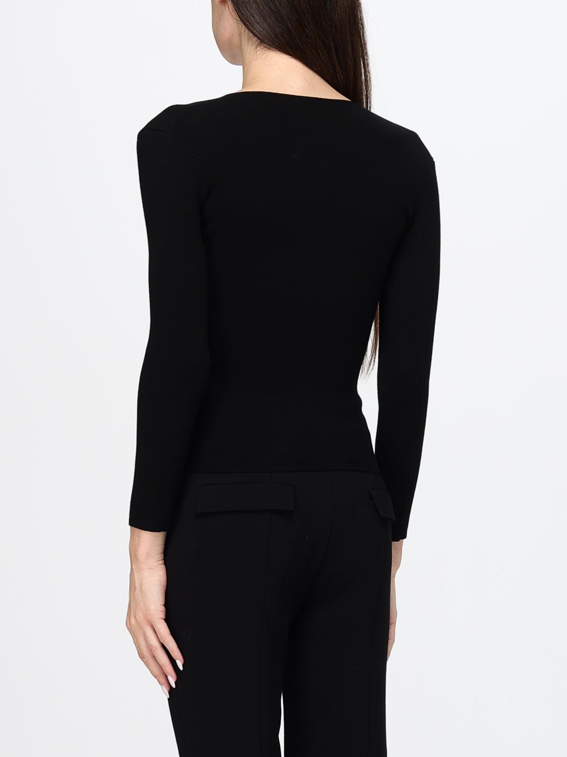 TOTEME MAGLIA: Maglia con scollo a V Toteme in misto viscosa a maniche lunghe, Nero - Img 3