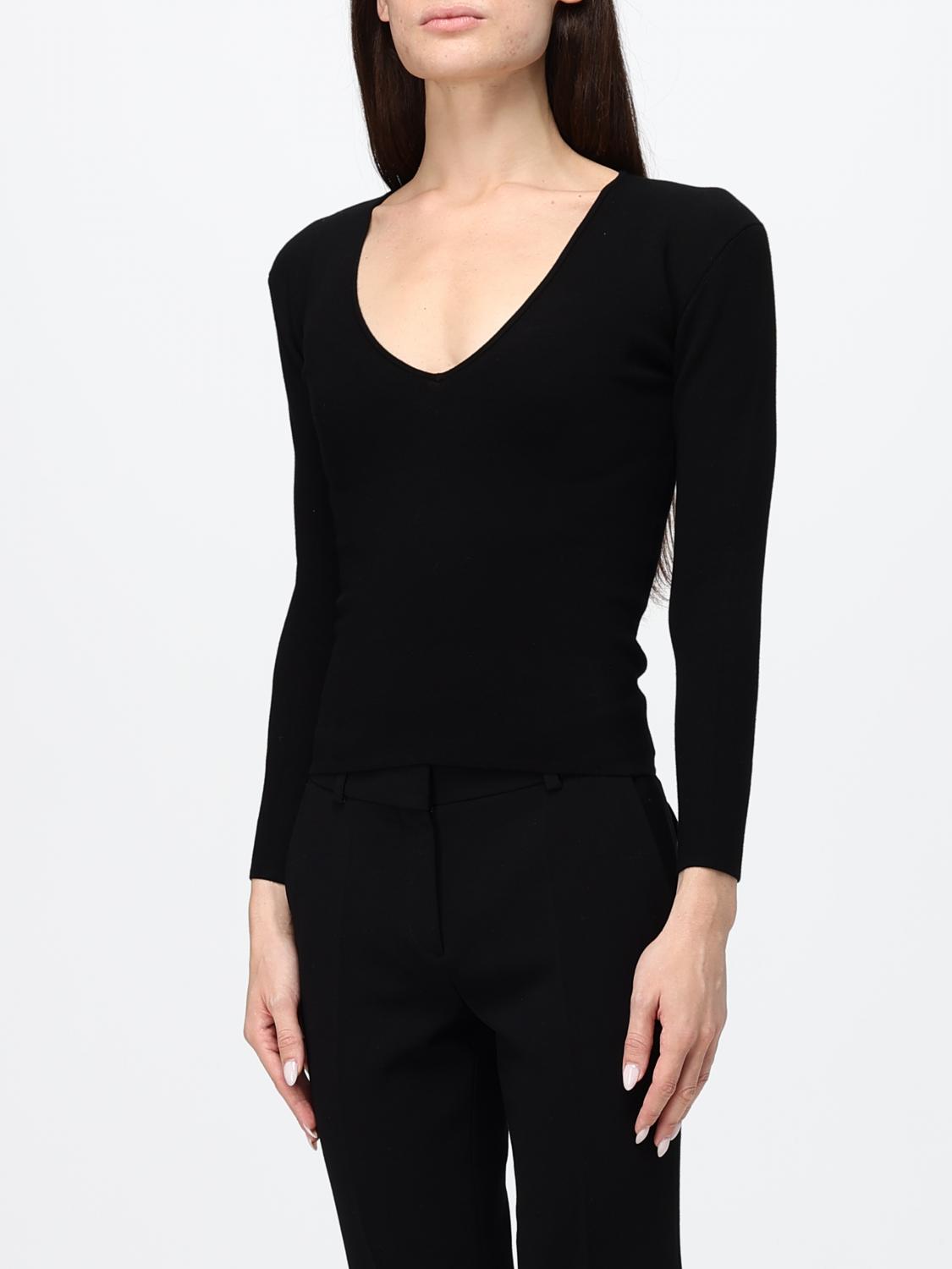TOTEME MAGLIA: Maglia con scollo a V Toteme in misto viscosa a maniche lunghe, Nero - Img 4