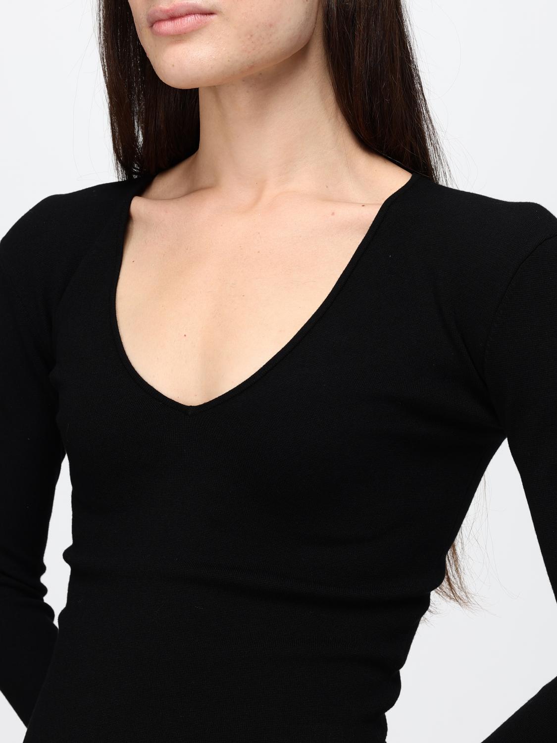 TOTEME MAGLIA: Maglia con scollo a V Toteme in misto viscosa a maniche lunghe, Nero - Img 5