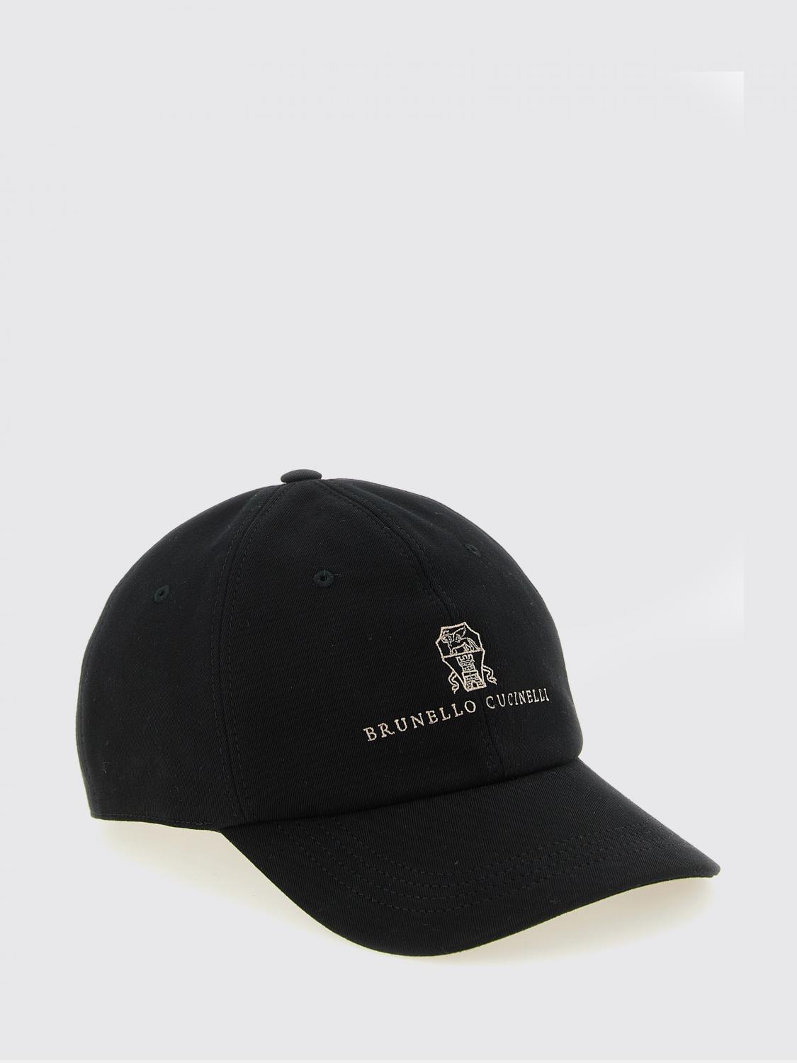 BRUNELLO CUCINELLI HAT: Brunello Cucinelli Cotton Baseball Cap with Embroidered Logo, Black - Img 1