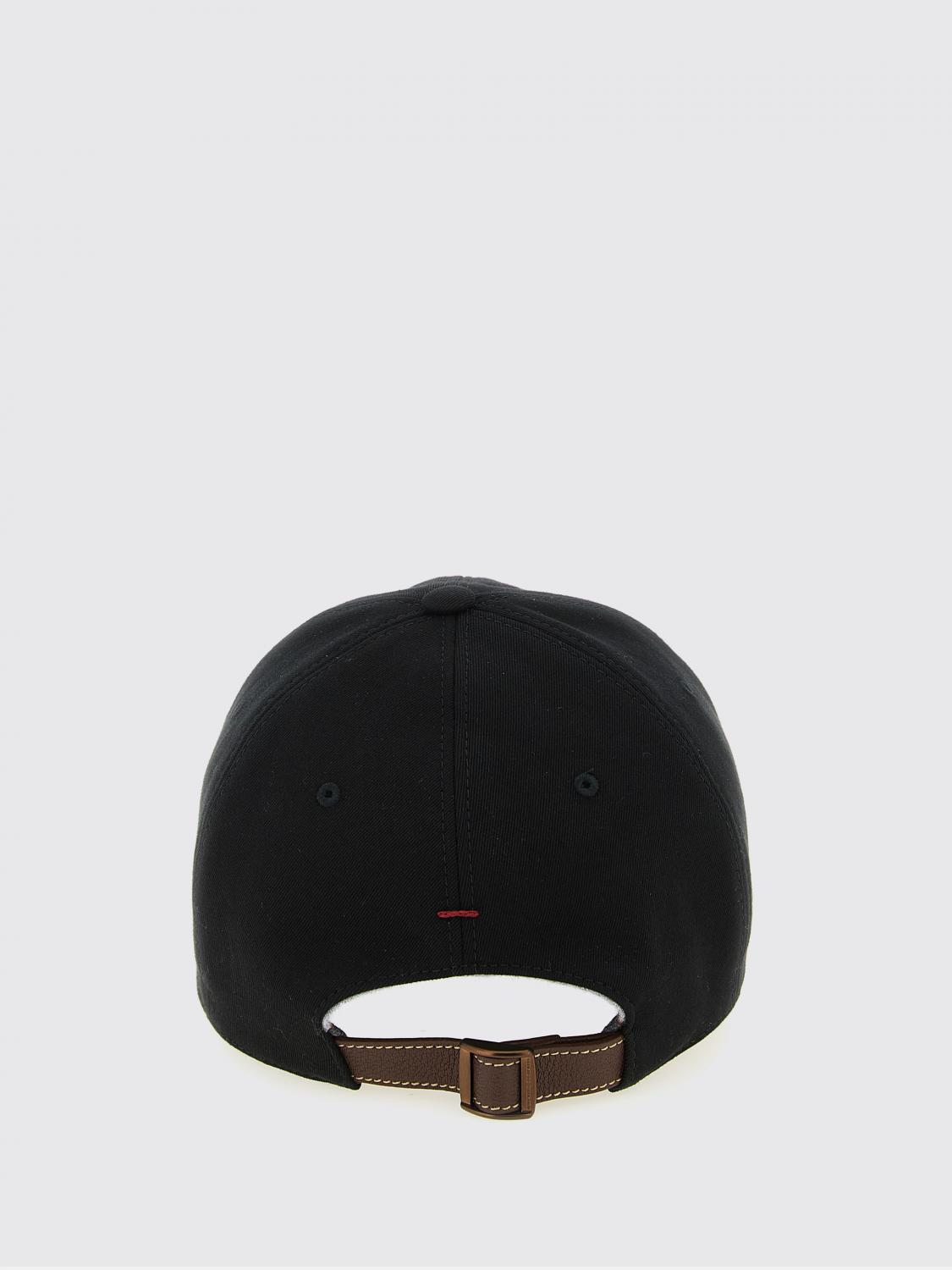 BRUNELLO CUCINELLI HAT: Brunello Cucinelli Cotton Baseball Cap with Embroidered Logo, Black - Img 3