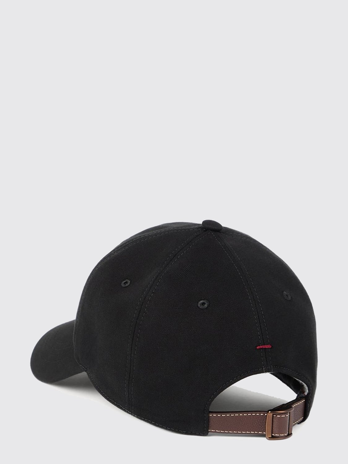 BRUNELLO CUCINELLI HAT: Brunello Cucinelli Cotton Baseball Cap with Embroidered Logo, Black 1 - Img 2