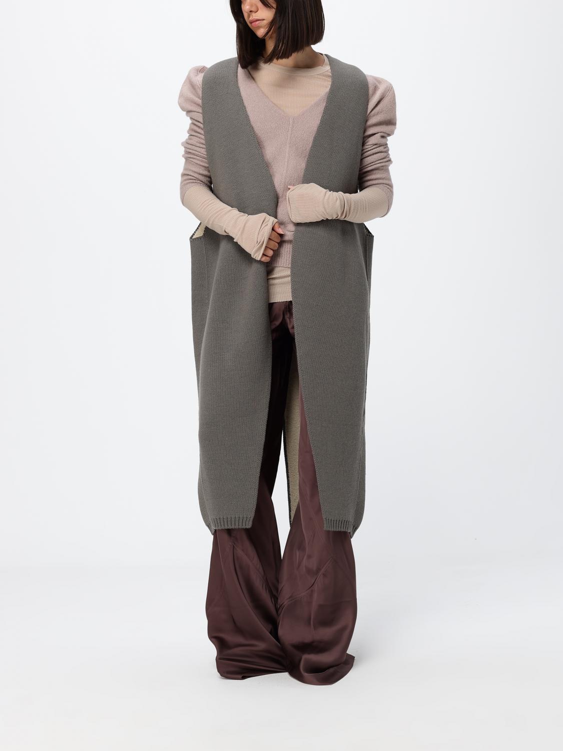 RICK OWENS GILET: Gilet lungo in maglia di cashmere Rick Owens con scollo a V profondo, Rosa - Img 2