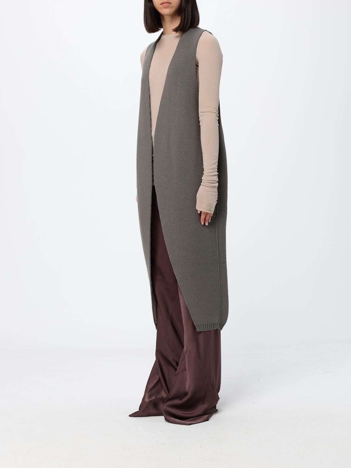 RICK OWENS GILET: Gilet lungo in maglia di cashmere Rick Owens con scollo a V profondo, Rosa - Img 4