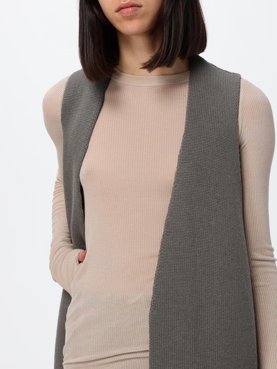 RICK OWENS GILET: Gilet lungo in maglia di cashmere Rick Owens con scollo a V profondo, Rosa - Img 5