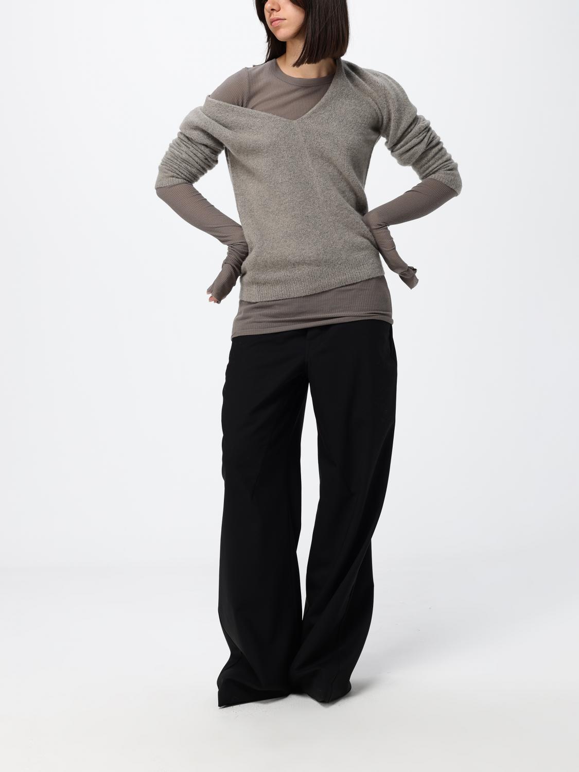 RICK OWENS WESTE: Lange Kaschmir-Strickweste von Rick Owens mit tiefem V-Ausschnitt, Dust - Img 2