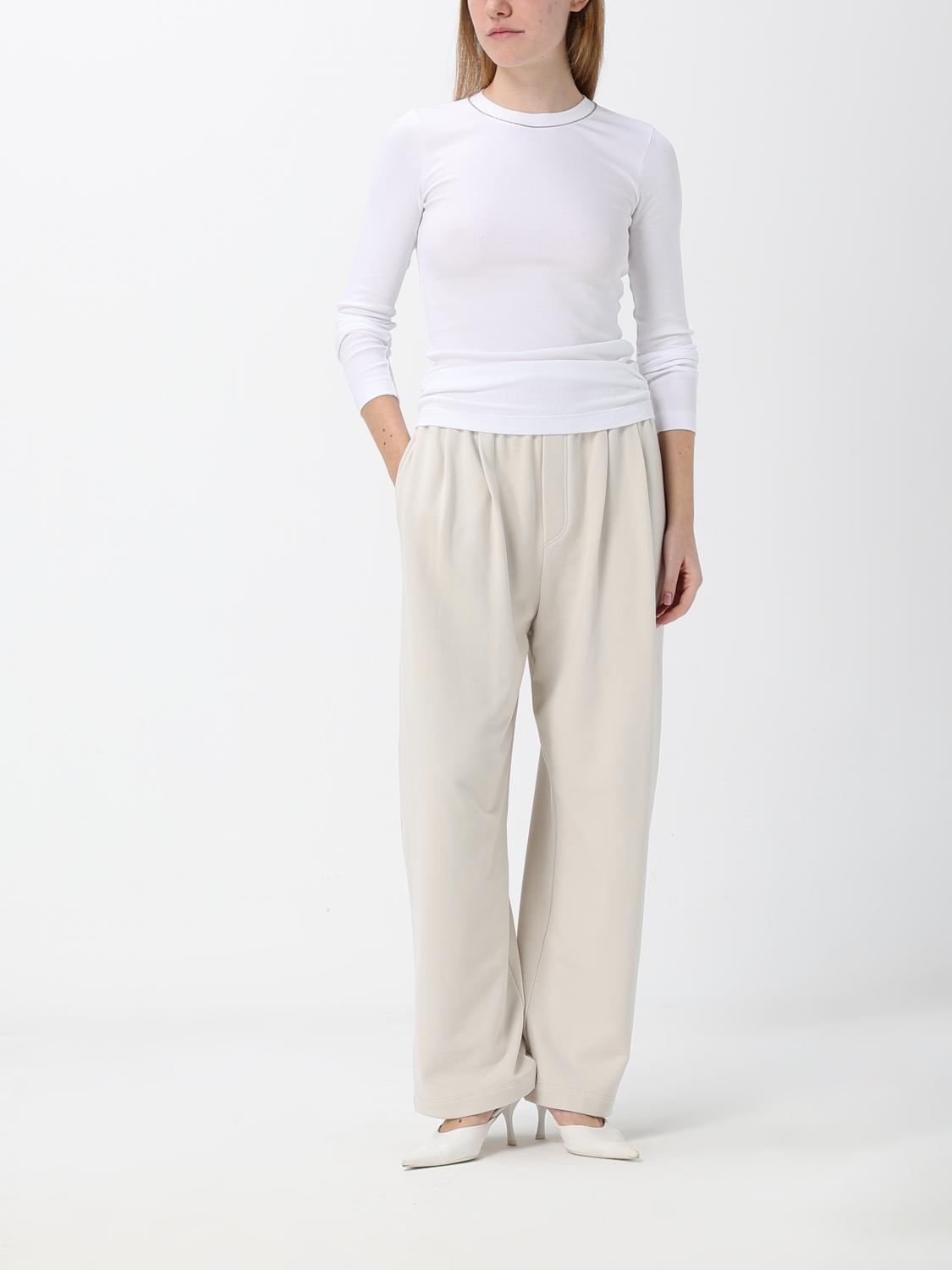 BRUNELLO CUCINELLI CAMISETA: Camiseta de manga larga Brunello Cucinelli de algodón con adorno Monili, Blanco - Img 2