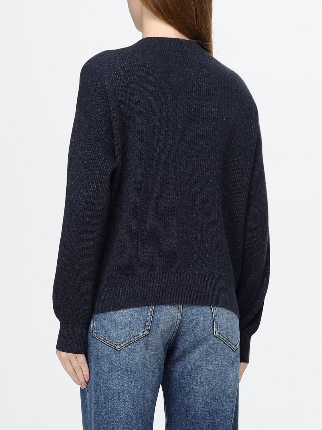BRUNELLO CUCINELLI PULL: Cardigan à col rond Brunello Cucinelli en pur cachemire avec poches plaquées, Bleu Marine - Img 3