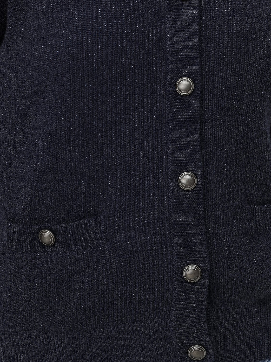 BRUNELLO CUCINELLI PULL: Cardigan à col rond Brunello Cucinelli en pur cachemire avec poches plaquées, Bleu Marine - Img 5
